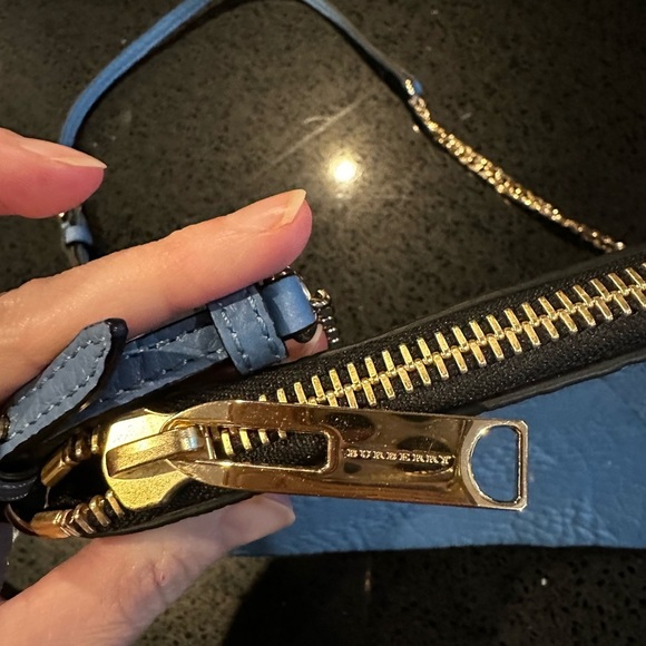 Authentic RARE Burberry Signature Grain Calfskin Peyton Crossbody Celadon Blue - Picture 5 of 13
